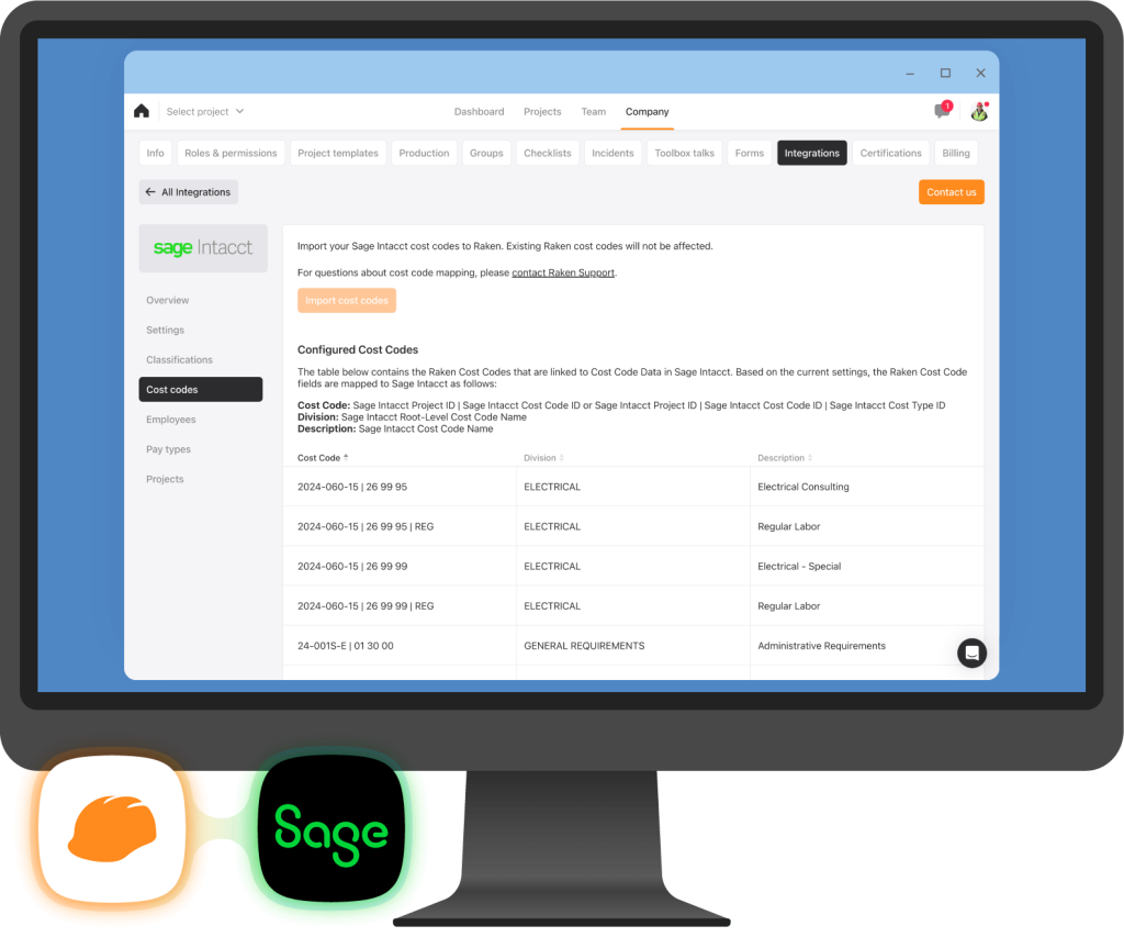Raken + Sage Intacct.