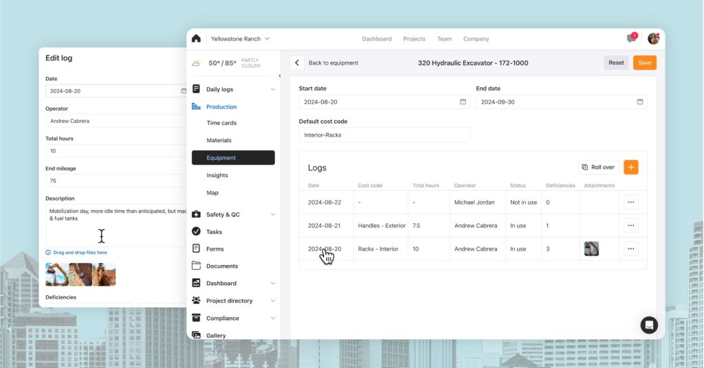 Raken construction equipment tracking software.