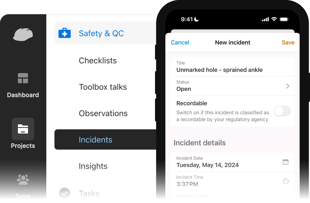 Raken construction incident capture app.