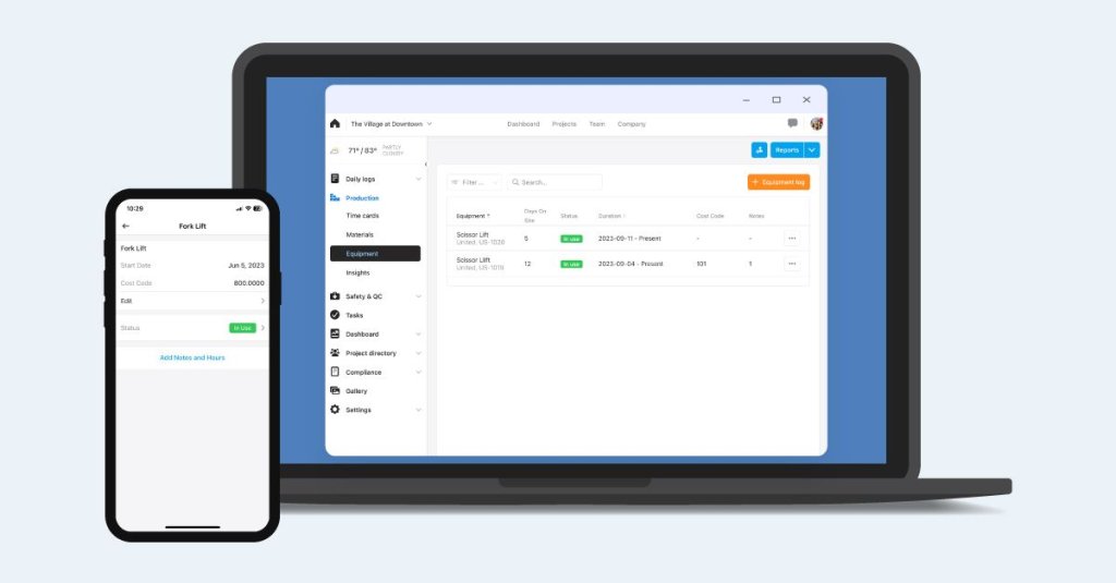 Raken construction equipment management software.
