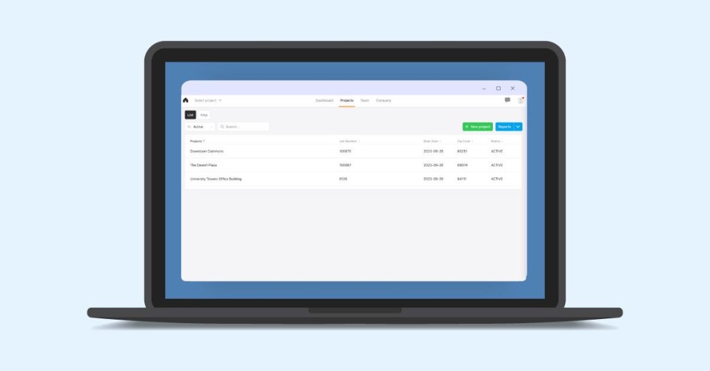 Raken project dashboard.