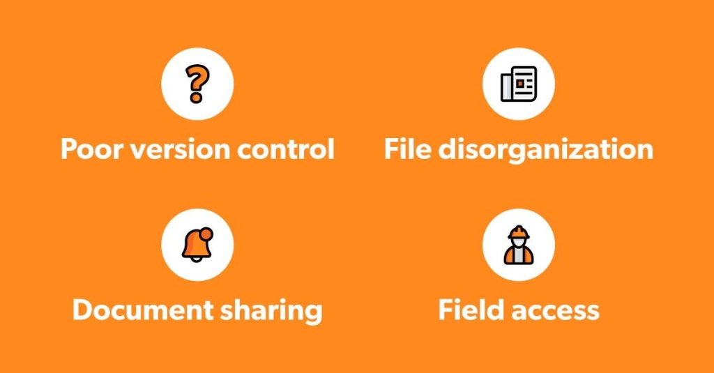 graphic showing challenges of construction document management.