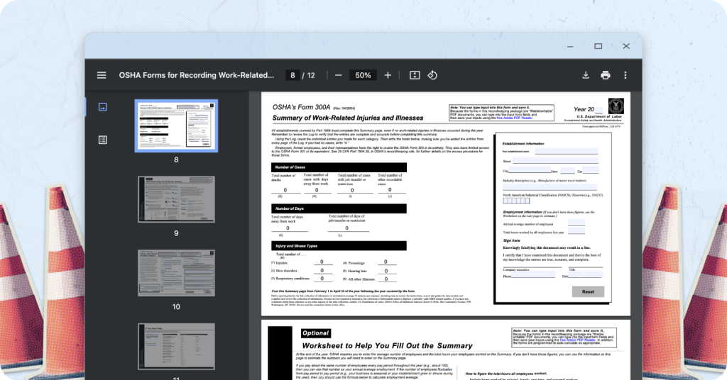 OSHA Electronic Injury and Illness Submission Forms for Construction.